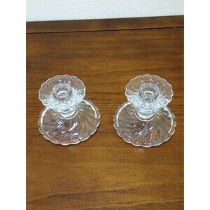 Fostoria Colony Swirl Crystal Candle Holders, Set Of 2 - Vintage!